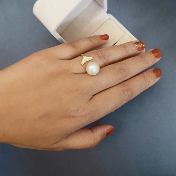 10.5mm freshwater pearl mermaid open ring - Picture 4 of 8